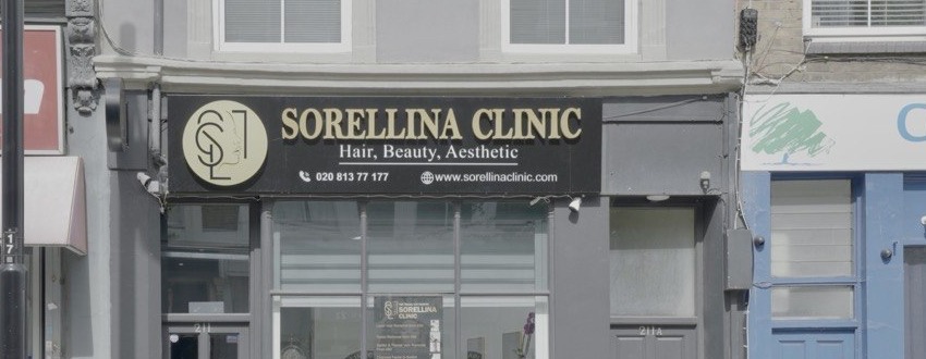 Sorellina Clinic storefront sign, 211 Shirland Road, Maida Vale