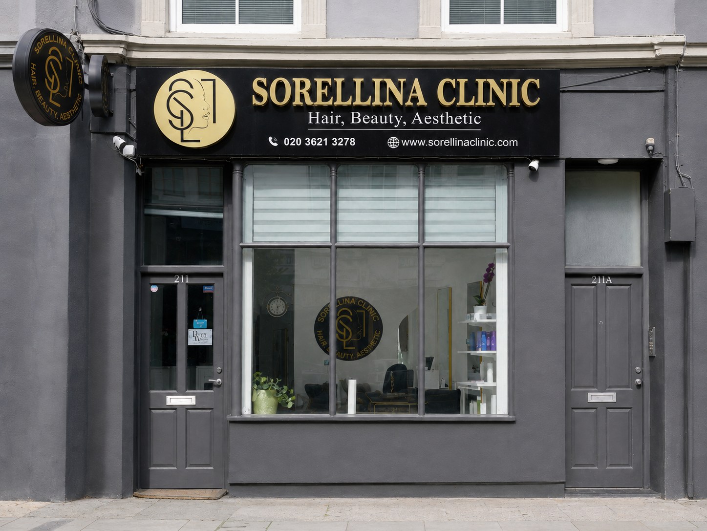 Sorellina Clinic shopfront at 211 Shirland Road, Maida Vale